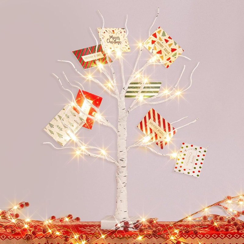 Décorations de Noël Porte-cartes de Noël Arbre de Noël illuminé pour table de Noël, minuterie à piles
