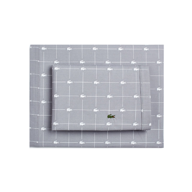 Ensemble de draps en percale de coton Lacose Slice, Gris, Ensemble de draps pour très grand lit avec 2 taie