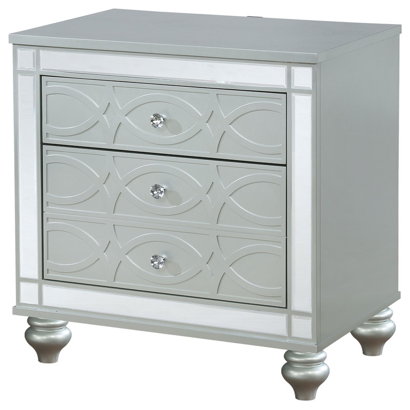 Menlo Silver Metallic 2-Drawer Nightstand