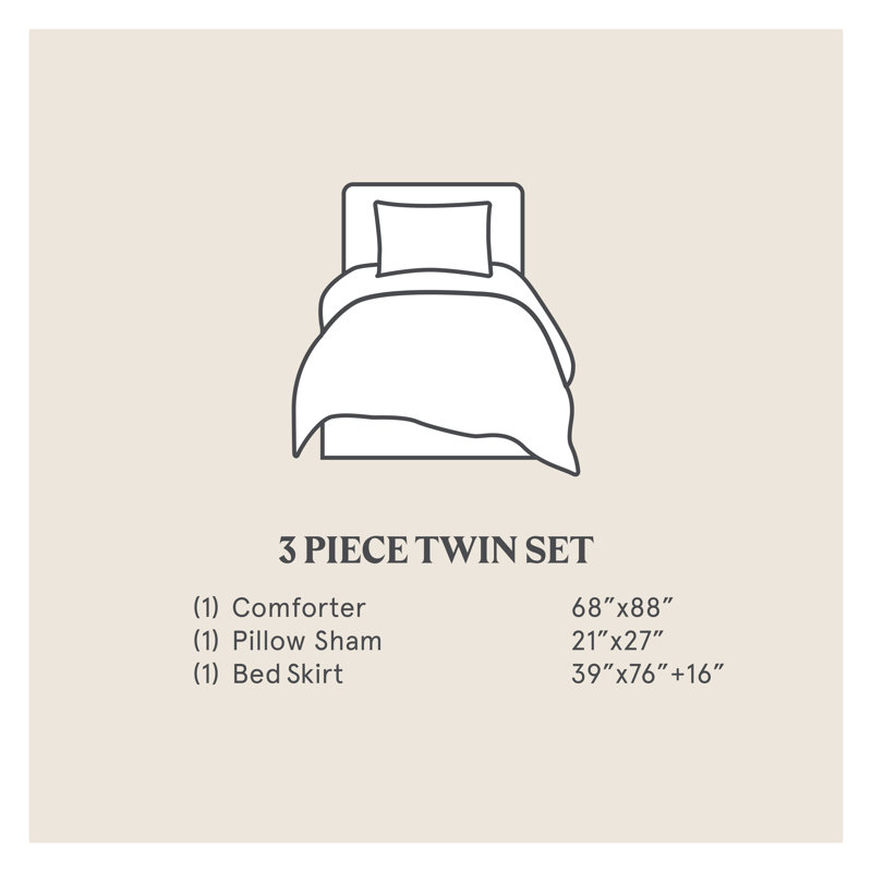 Twin Brown Cotton Plaid Comforter Set with Textured Accents