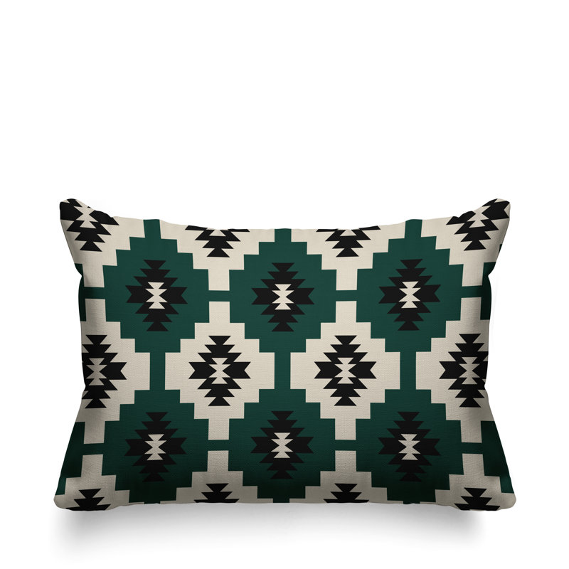 Coussin intérieur / extérieur Hinto Southwestern, 17 po x 17 po, Émeraude, Carré