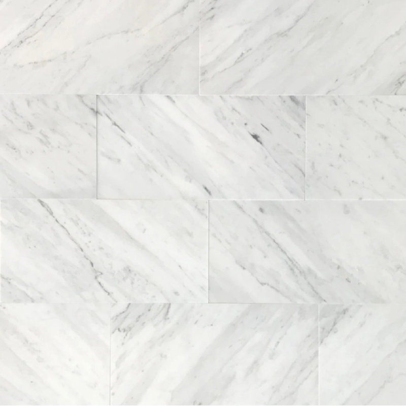 Carreau de marbre 6 po x 12 po Bianco Carrara