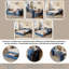 Lit de jour double multifonctionnel avec bureau amovible, tiroirs de rangement et tables d'appoint à levage hydraulique, bleu-108361750-108361751