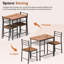 Ensemble de table de salle à manger 3 pièces pour 2 tables de cuisine de style boucher avec structure en acier, support de rangement intégré et 2 chaises - brun