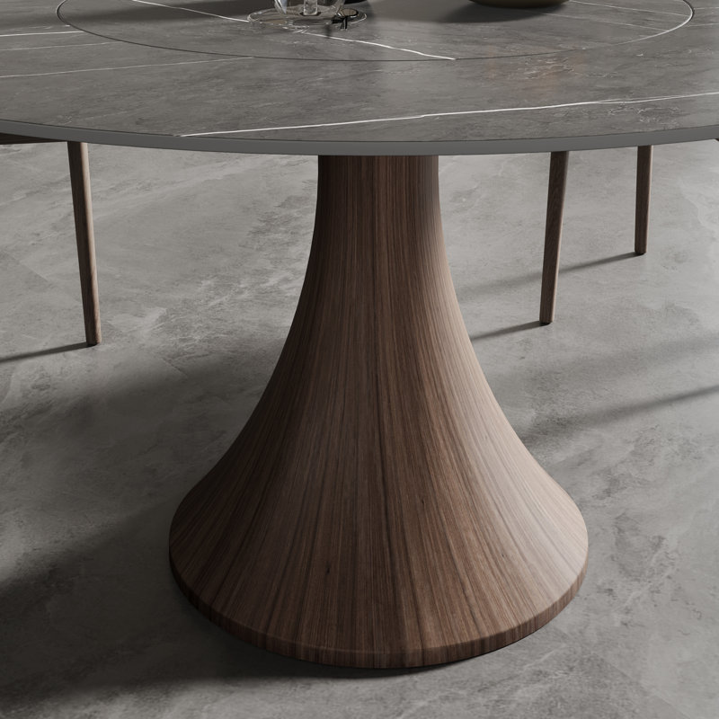 Table de salle à manger Revolution: table de cuisson intégrée avec fonction de rotation à 360 °, Gris clair
