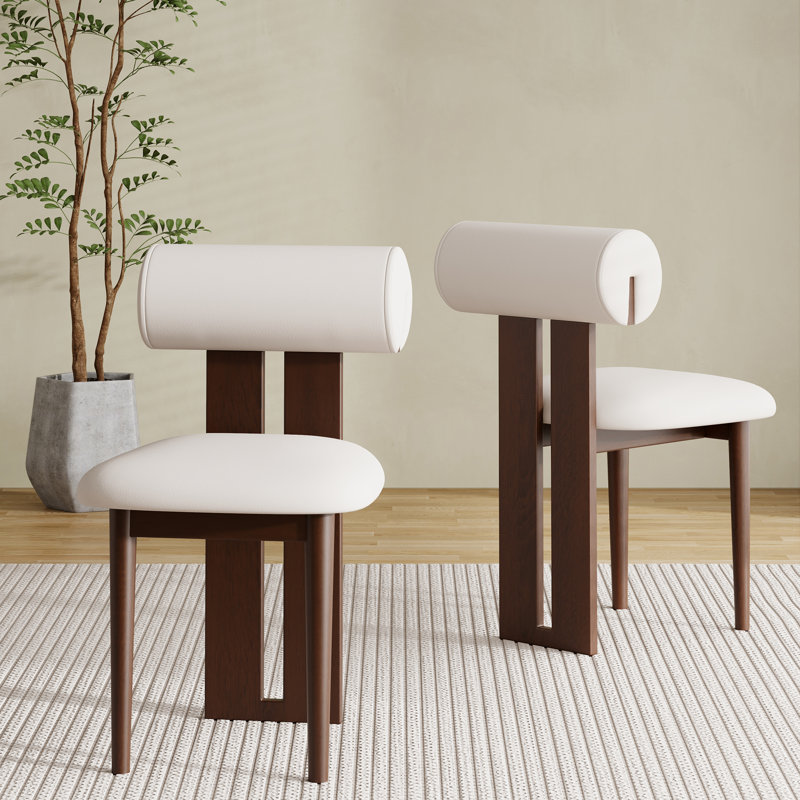 Chaises de salle à manger de style Mid-Century en frêne, pieds en bois massif brun, besoin non assemblé, chaises de cuisine beiges pour la salle à manger
