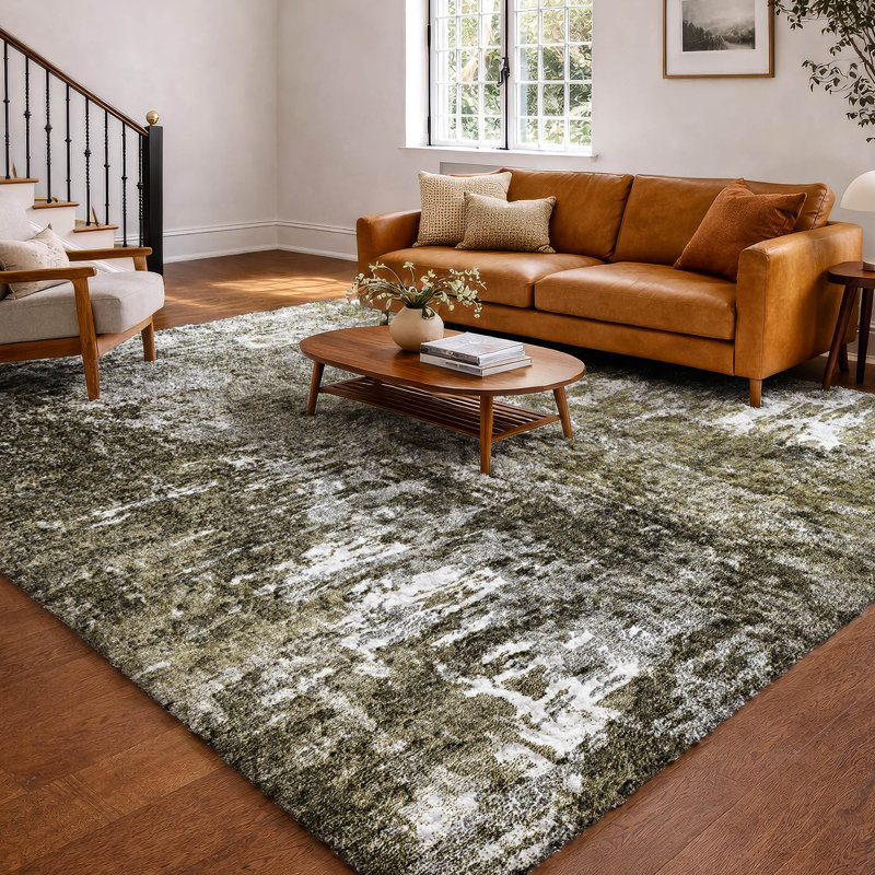 Tapis à poil long de qualité supérieure lavable à la machine ADS718, Taupe, 9 pi x 12 pi