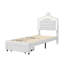 Cassie PU Leather Princess Bed With LED Light Strip, Crown Design & Storage Drawer-908384932