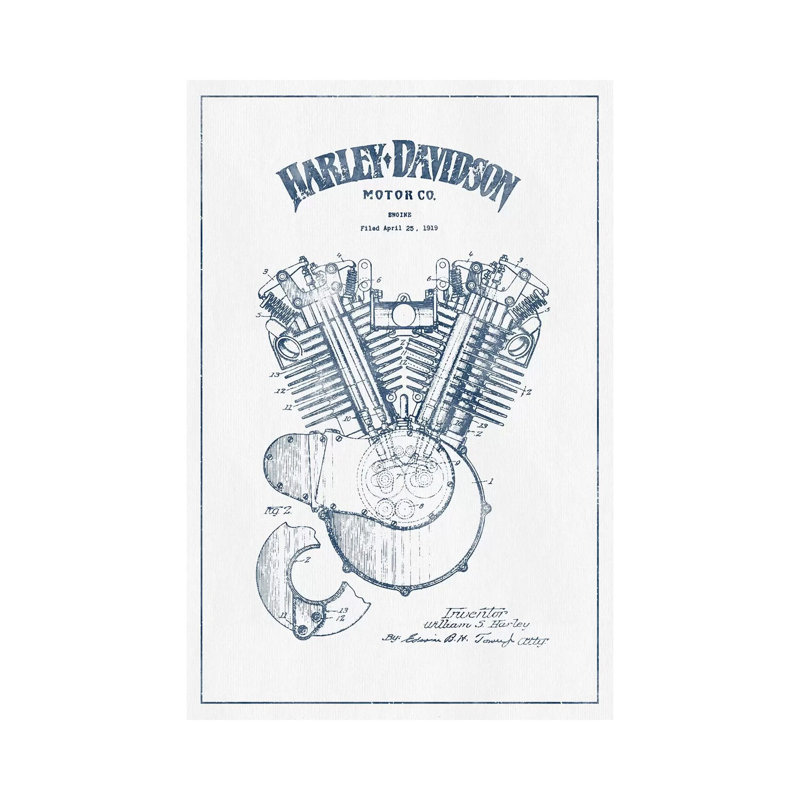 Harley-Davidson Motorcycles (Ink) I 1 Piece Wrapped Canvas Wall Art, 30.48 cm H x 45.72 cm W