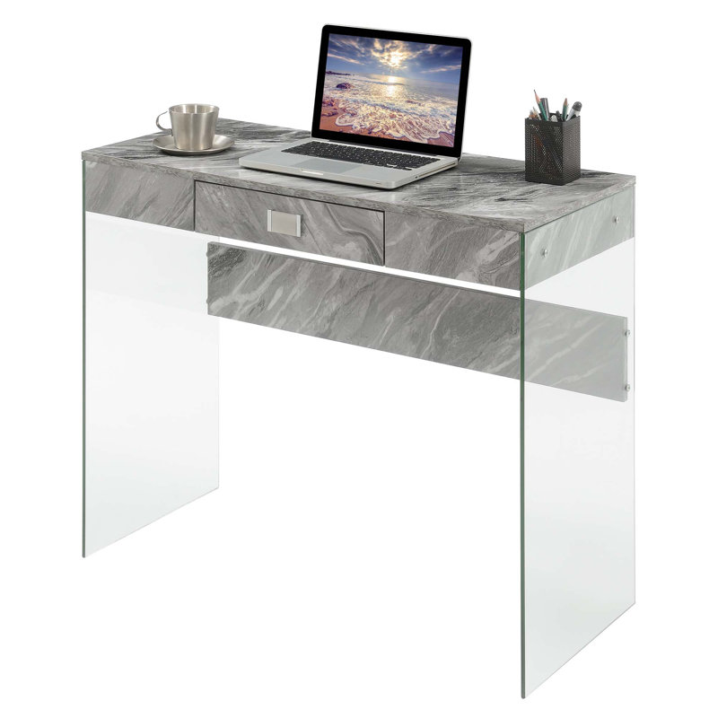 Bureau d'écriture avec 1 tiroir Allegonda, Marbre gris