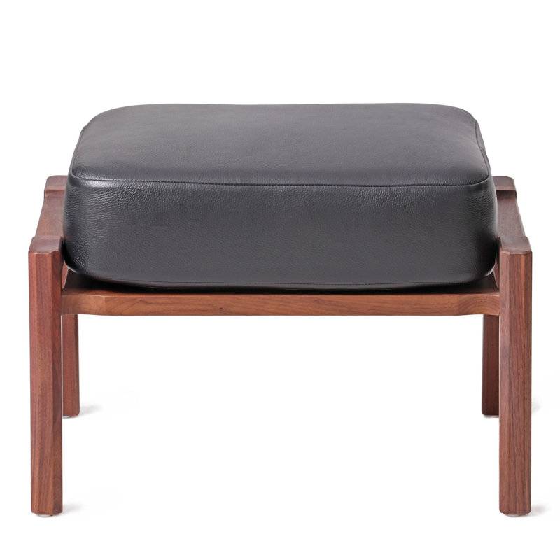 Alva Ottoman, Natural Walnut, Black