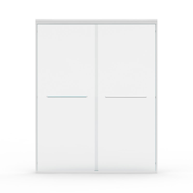 56" - 60" W x 72" H Double Sliding Shower Door, Semi-frameless Bypass Bathroom Sliding Door with 1/4" (6mm) Tempered Glass for Walk-in Shower, White GF-24D03-60WHX
