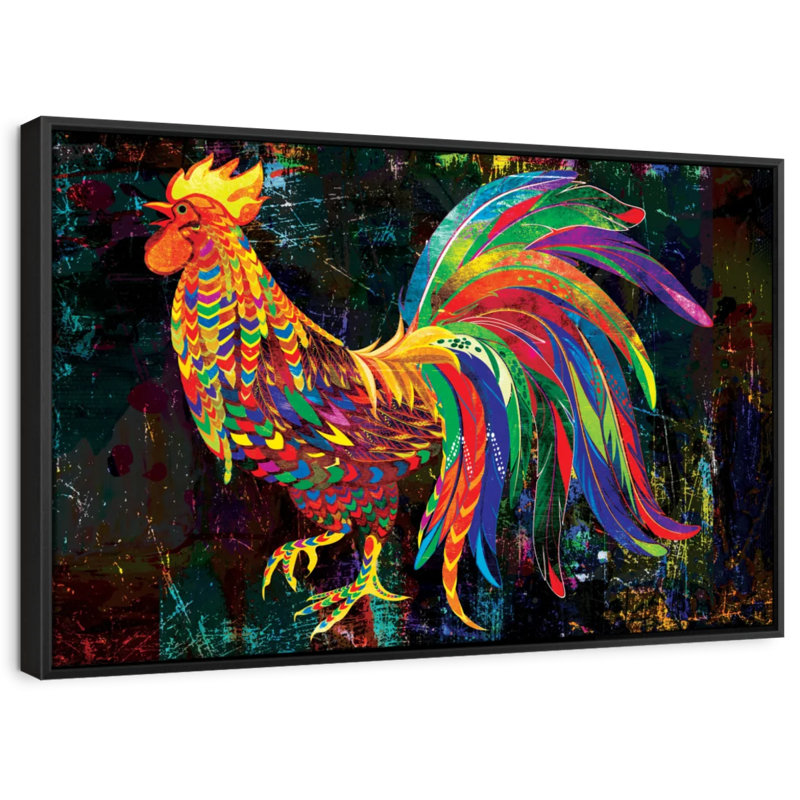 «Art mural coq abstrait multicolore», H 13 po x l 9 po