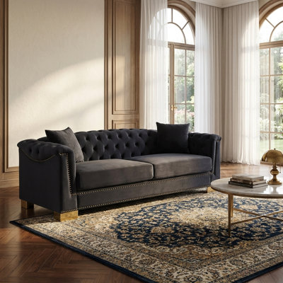 84 Inch Velvet Chesterfield Sofa