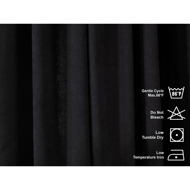 Room Darkening Single Curtain Panel, Black, 245cm Width x 295cm Drop