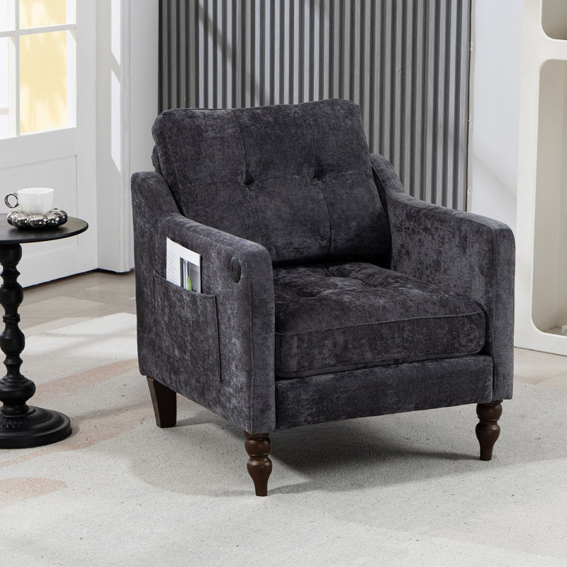 Fauteuil en chenille Accent, Gris foncé