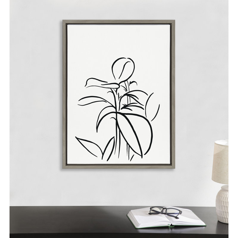 Reproduction d'art botanique sur toile, "Botanical Sket Print No 1" par The Creative Bunch Studio, Cadre gris