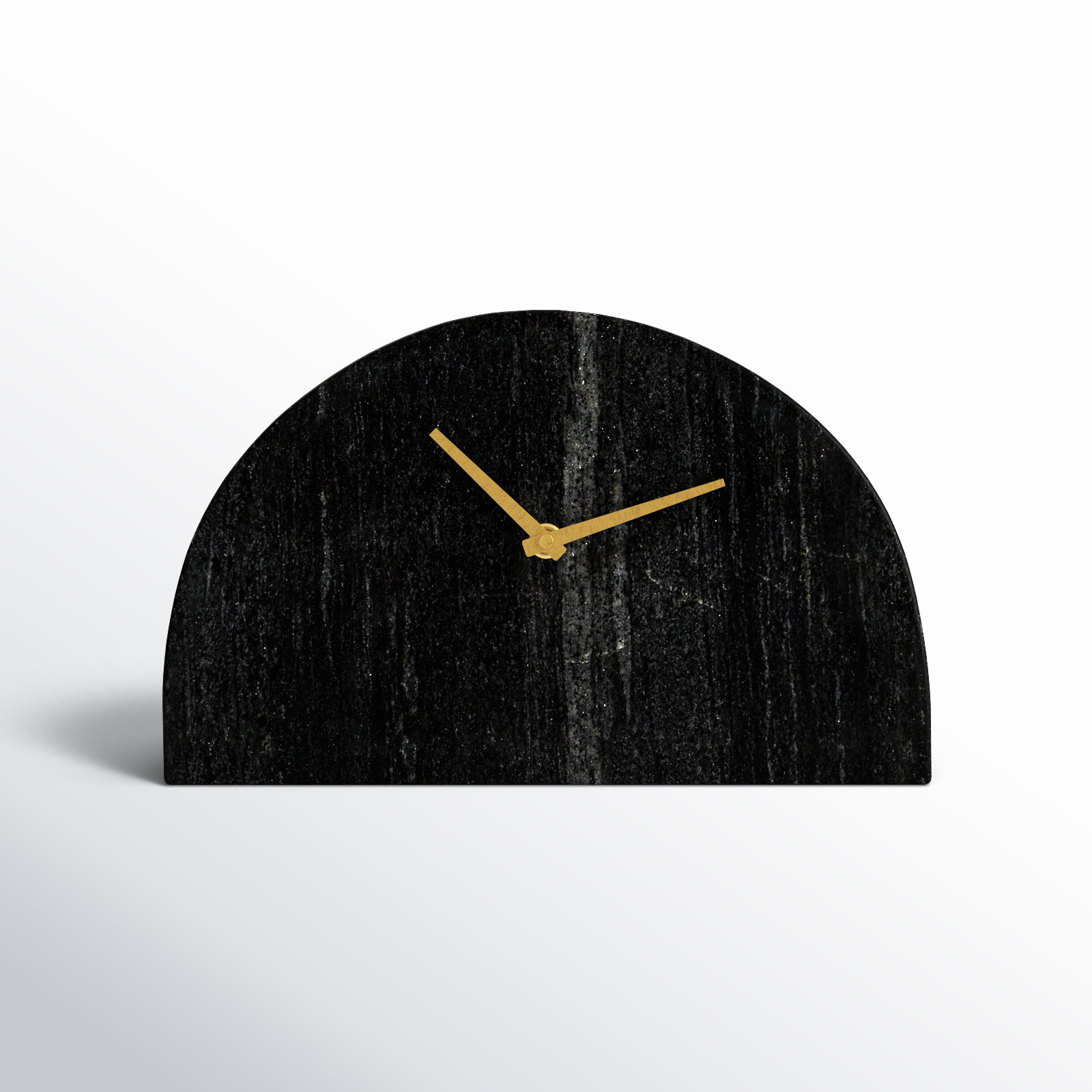 Maurelle Decorative Half Moon Marble Mantel Clock, Black
