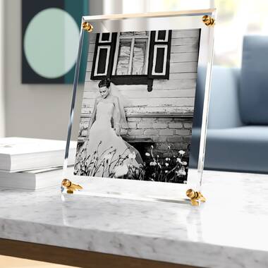 Azar Displays Clear Acrylic Double Photo Holder, Side by Side Dual Frame ,  Size 6W x 4H