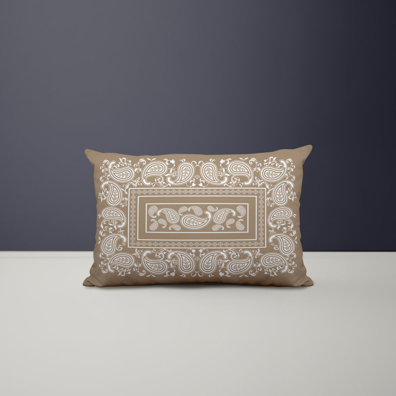 Paisley Outdoor Reversible Throw Pillow, Beige