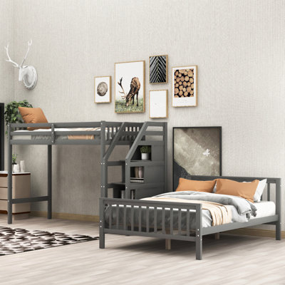 Twin Over Full Loft Bed With Staircase