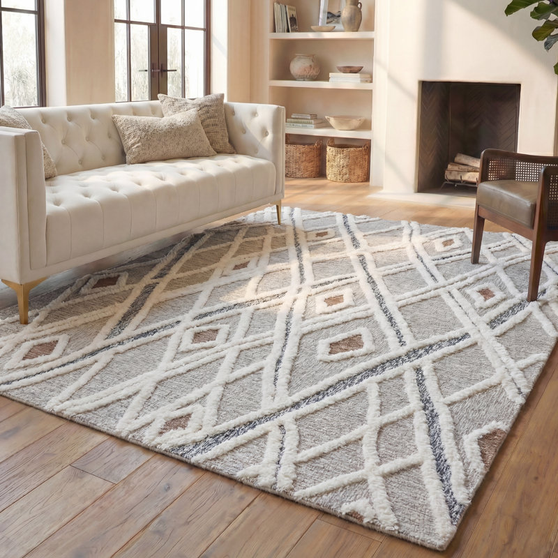Tapis en laine / coton touffeté à la main Alirra, Rectangle 6 pi x 8 pi