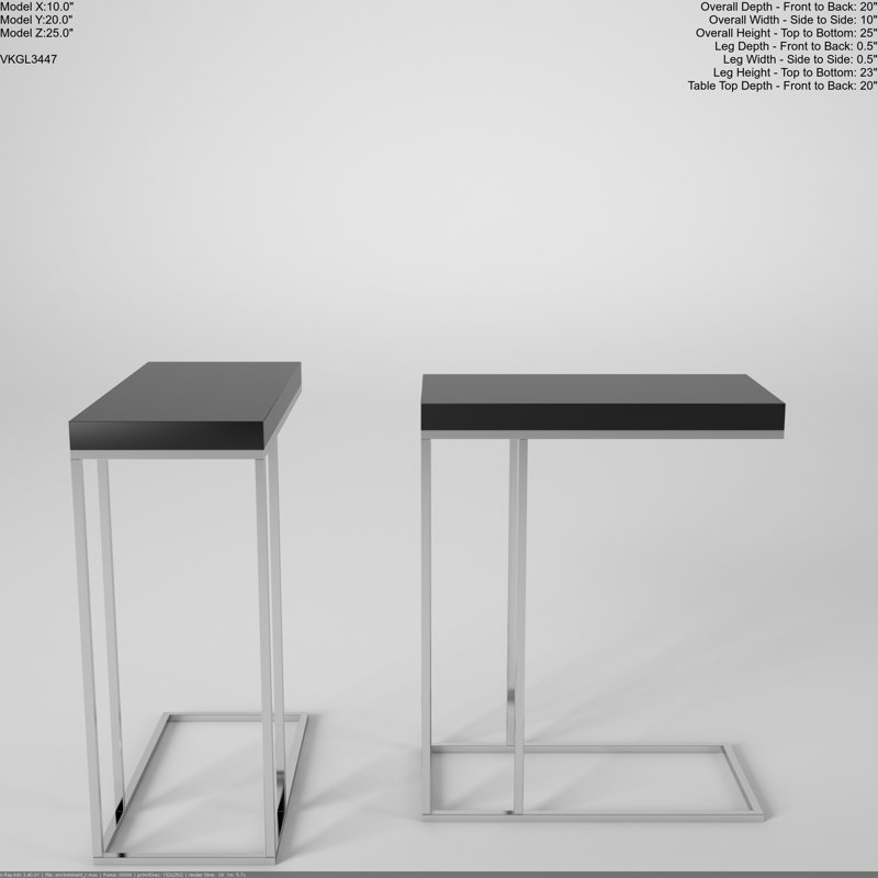 Table d'appoint en métal, stratifié, Blanc lustré, Chrome chrome