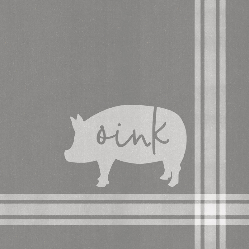 Silhouette Grey Plaid Pig - Wrapped Canvas Painting, 51cm H x 51cm W x 3.8cm D
