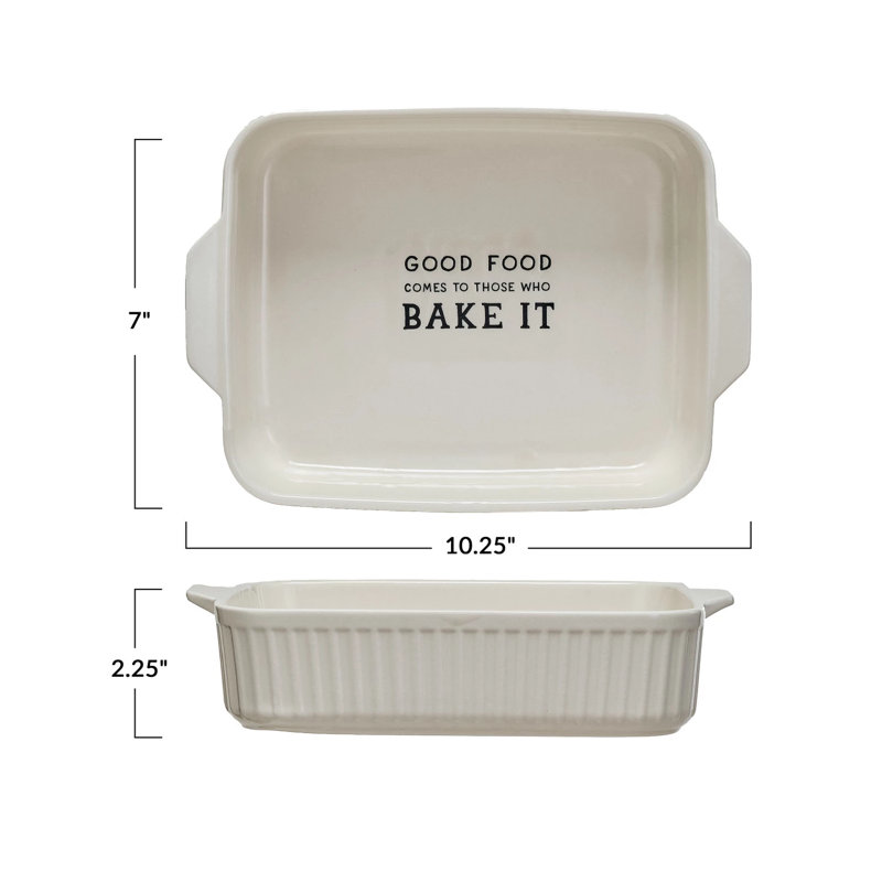 Stoneware Baker With "Good Food Comes To Those Who Bake It "