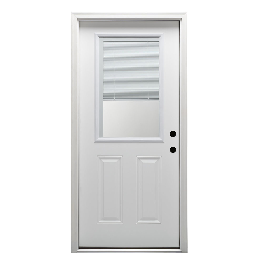 1/2-Lite 2-Panel Internal Blinds Primed Fiberglass Prehung Front Entry Door MMI DOOR Door 