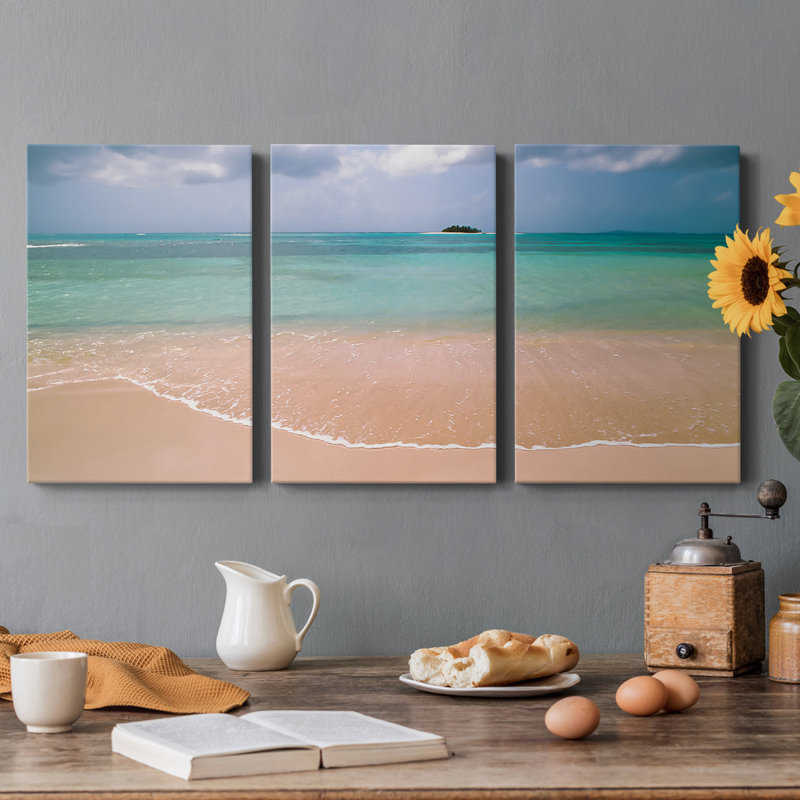 Plage transparente - Toile tendue avec châssis de qualité supérieure - Prêt à être accroché, H 60 po x l 120 po x P 1 po