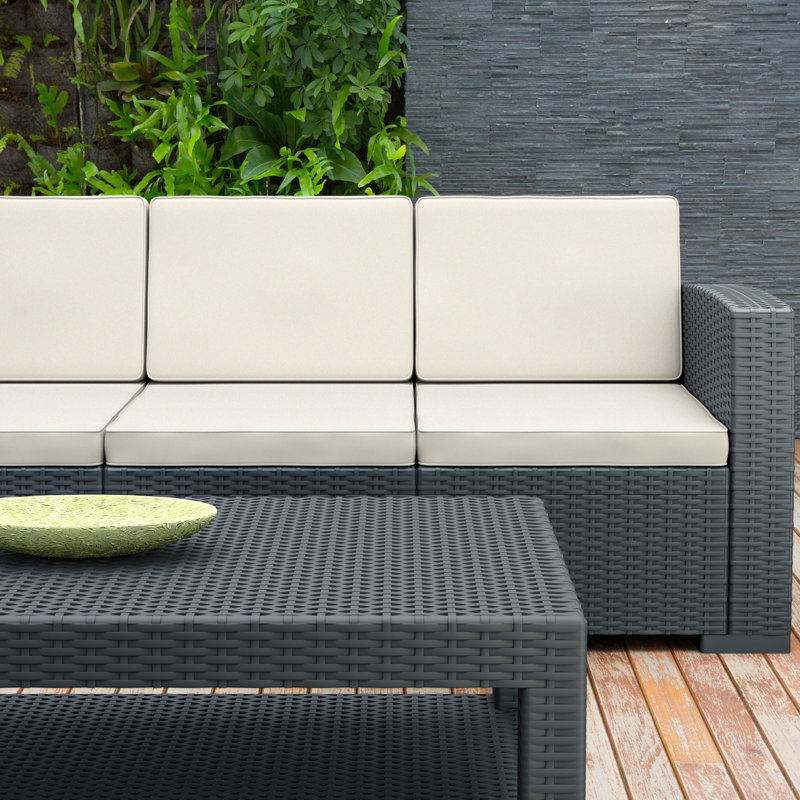 Mcchesney 5 - Person Patio Conversation Set with Cushions, Dark Gray