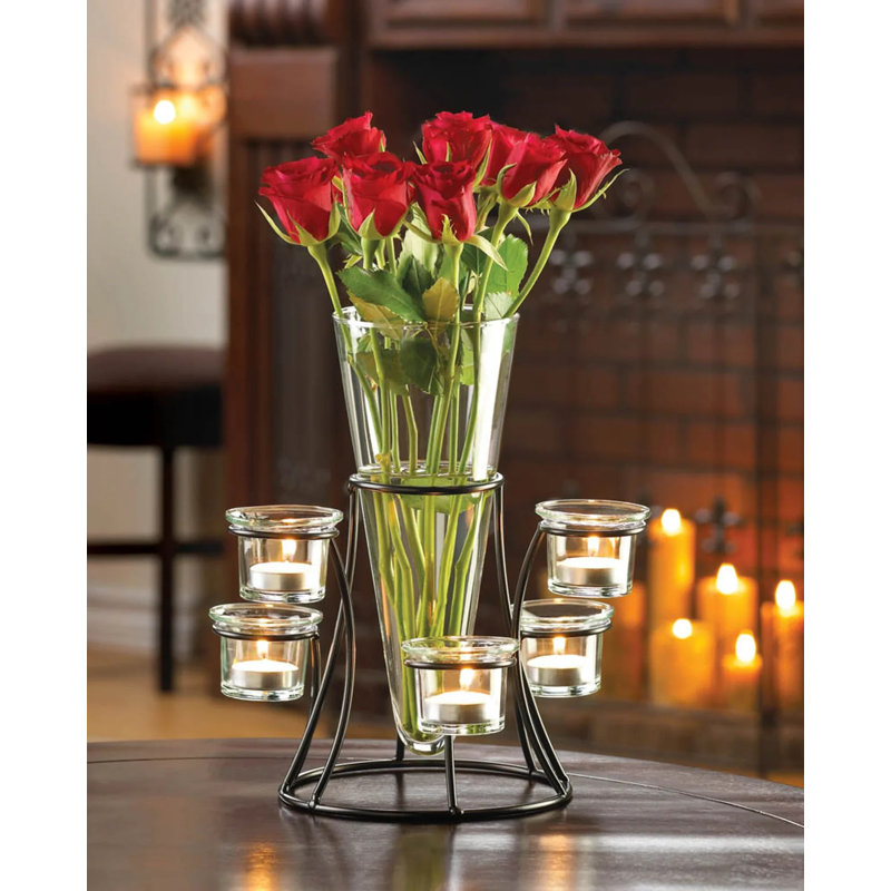 Support à bougie circulaire avec vase