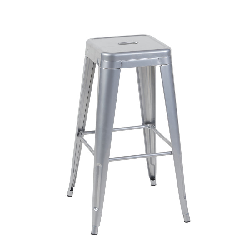 Ensemble de 4 tabourets à hauteur de comptoir sans dossier, tabourets de bar en métal argenté antique de 30 pouces, 4