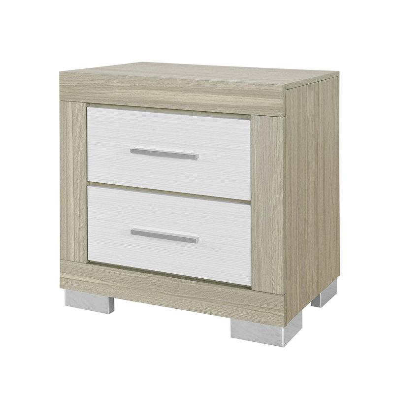 Table de chevet Elsa, Naturel Blanc