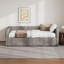 Structure de lit de jour simple rembourré extensible avec lit gigogne, canapé-lit en tissu chenille avec tiroirs de rangement pour le salon-156609968