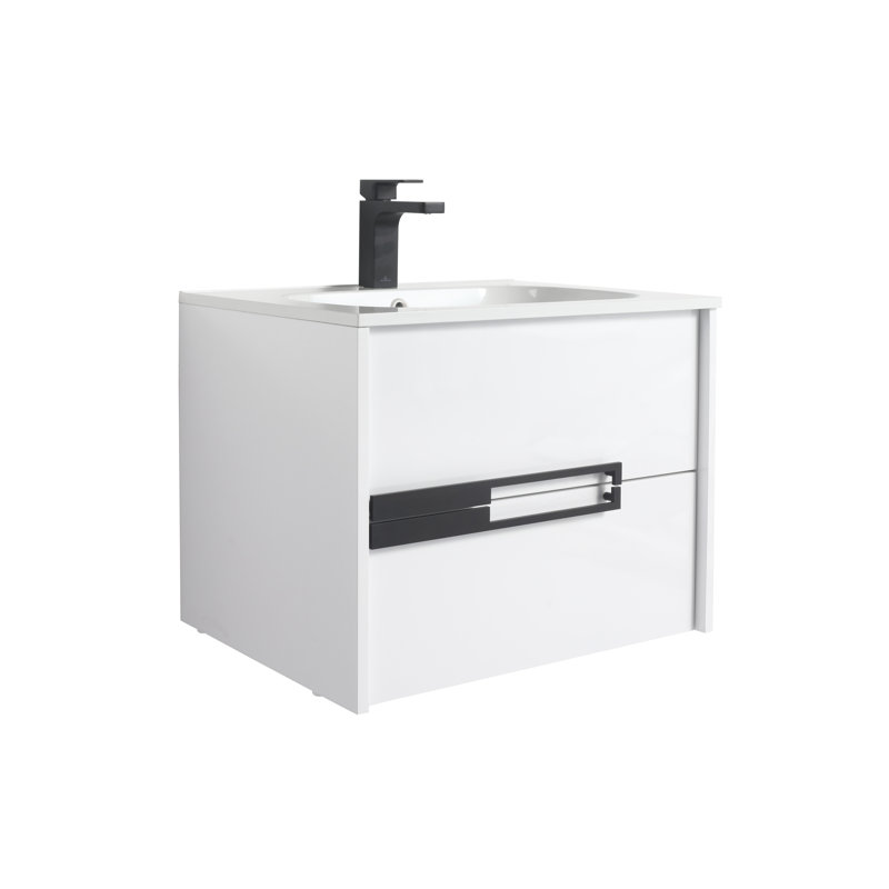 Meuble-lavabo flottant 24 po avec lavabo mural Brest Brest, Blanc