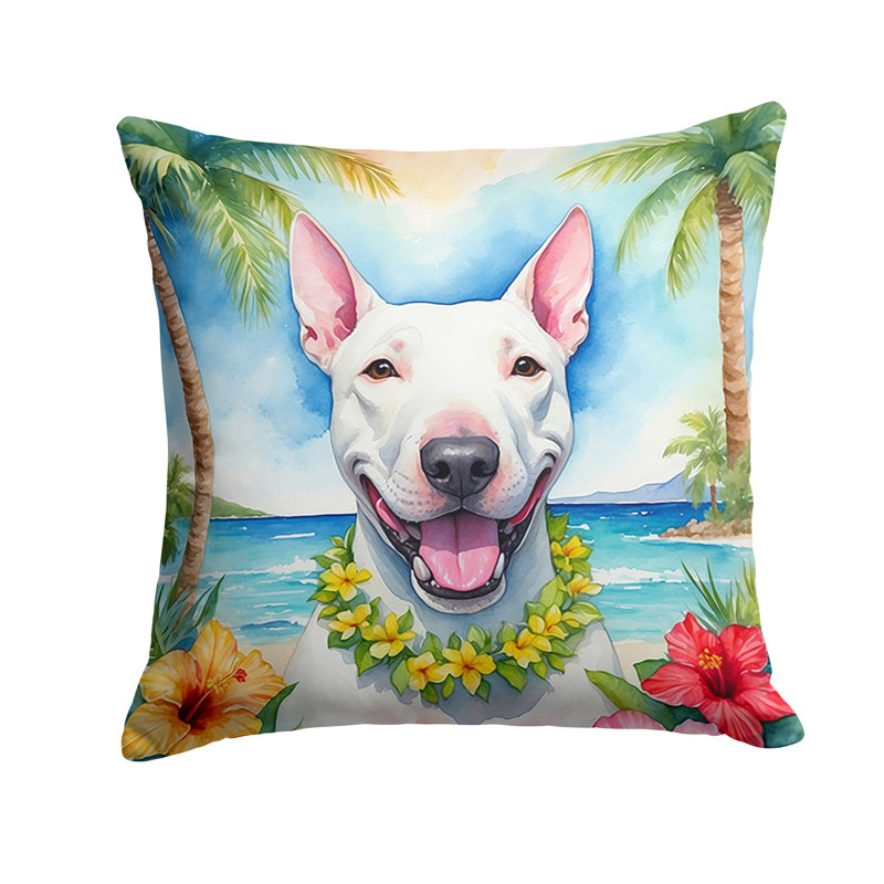 Coussin Bull Terrier Luau, H 14 po x l 14 po