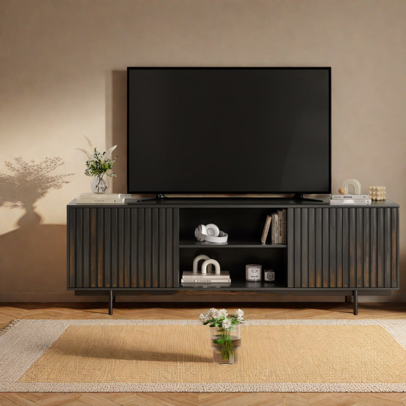Elegant Mid Century Modern Tv Stand, Metal & Wood, Spacious Tv Stands & Entertainment Centers For Living Room