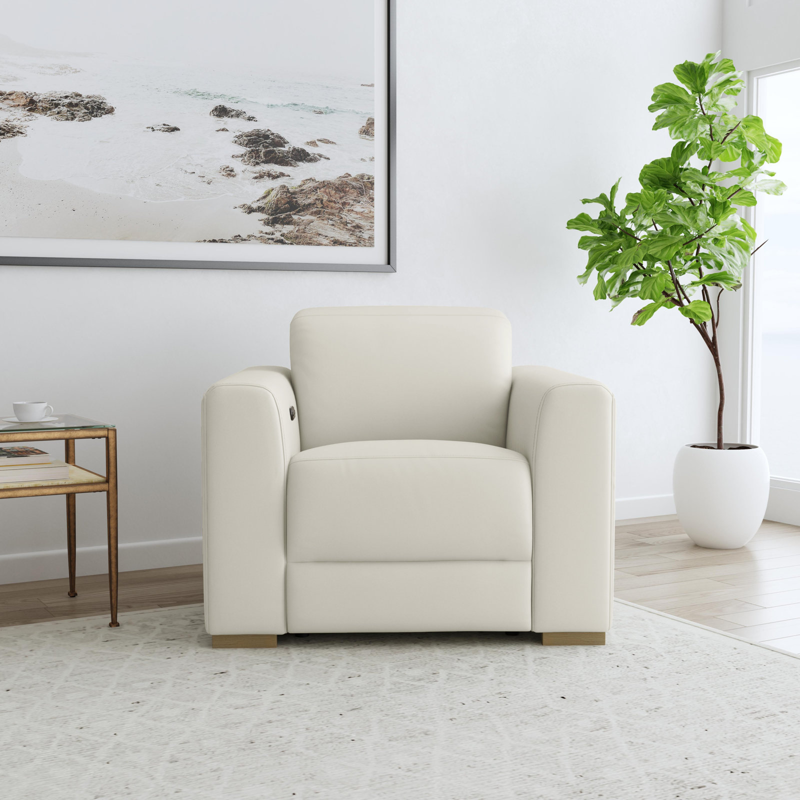Celeste Power Recliner With Adjustable Power Headrest, Cream