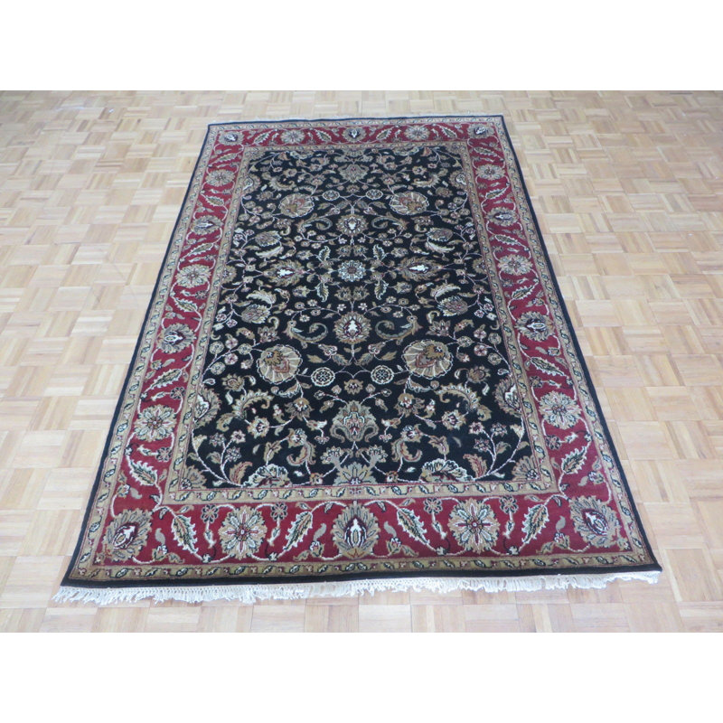 Tapis de zone en laine noué la 5 pi 11 po x 9 pi one-of-kind-black Bearfield