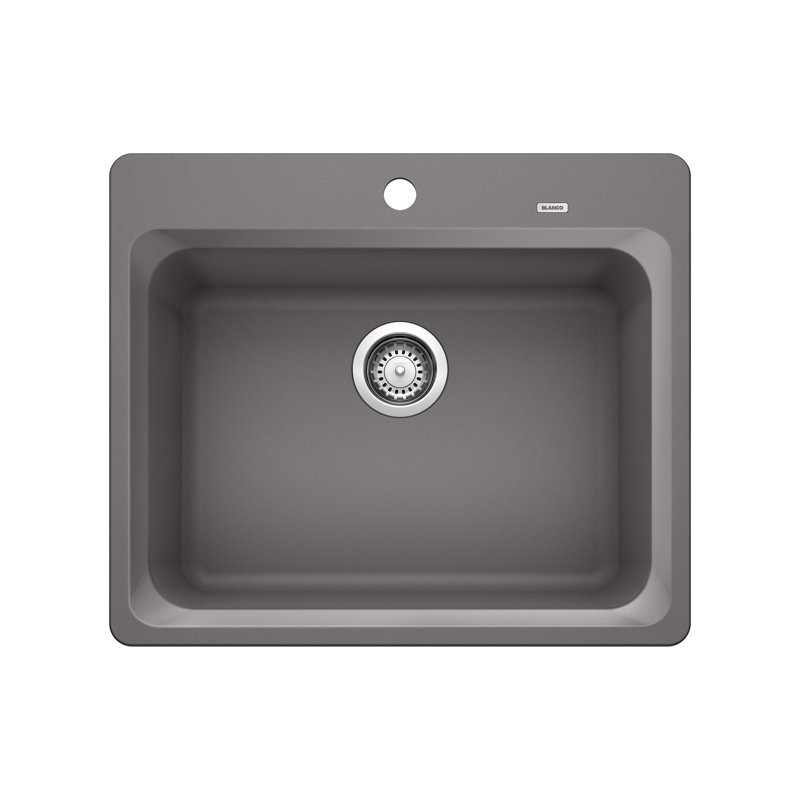 Évier de cuisine à simple cuve à fixation double 25 po Vision SILGRANIT, Cendre