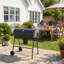 Barbecue au charbon ABTSalon avec grille-réchaud et thermomètre, barbecue portatif avec couvercle, cendrier et roues