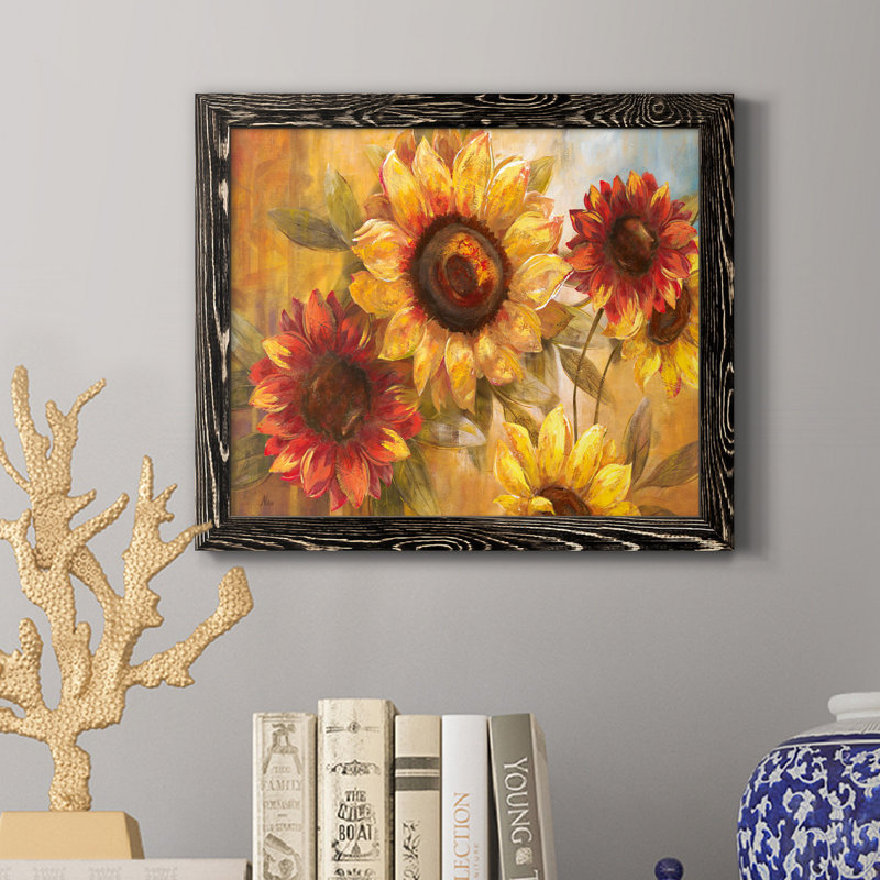 Tournesol Cheer - cadre photo, reproduction d'art, H 20 po x l 17 po x P 1,5 po, Noir