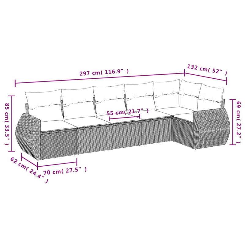  Ensemble de canapé de jardin modulaire en PE rotin beige
