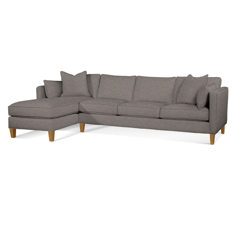 Lenox Chaise Sectional, Green Performance Fabric; 0851-54, Left Hand Facing, Honey