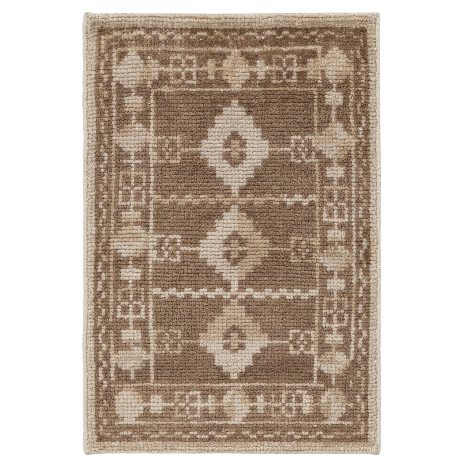Villa Hand Knotted Wool Indoor Rug, 3'x5', Brown