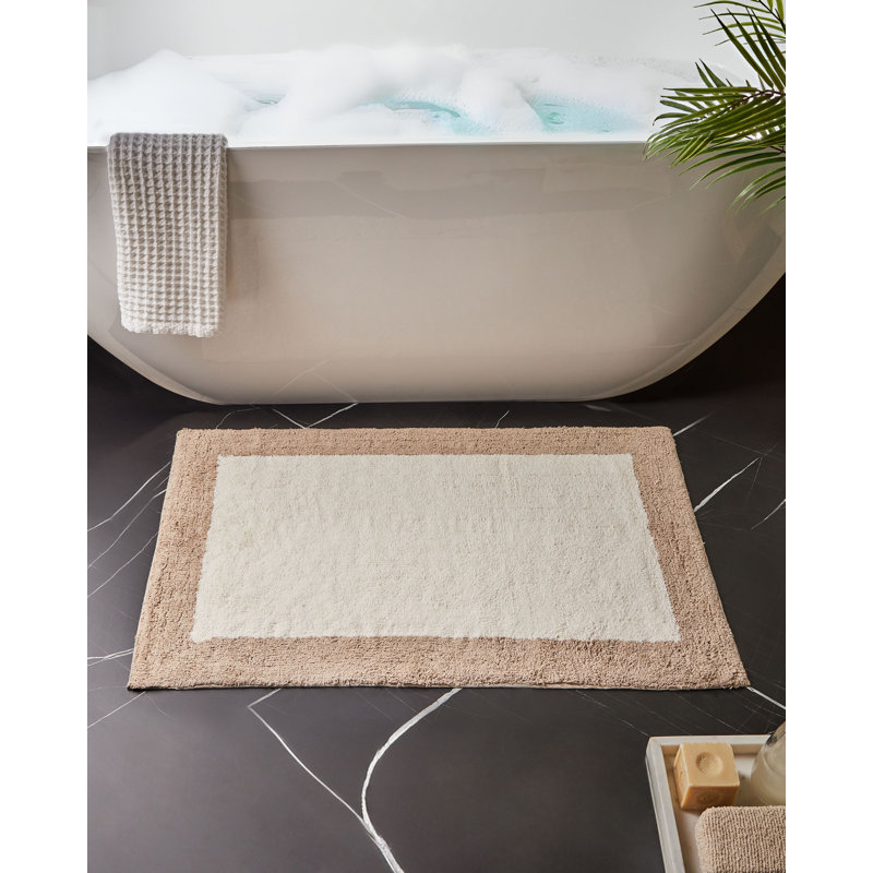Cotton Non-Slip Bath Mat, Beige/Brown