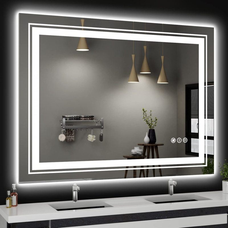 Miroir mural anti-buée, 32 po x 32 po, Blanc 3