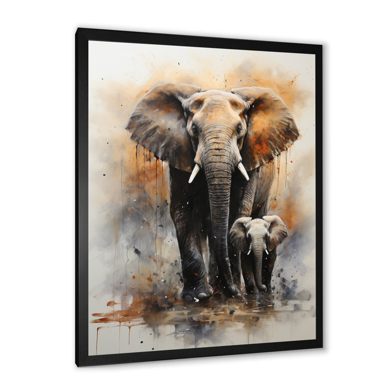 «Keehn Elephant Gentle Giants Elephants II», reproduction sur toile encadrée, H 32 po x l 16 po x P 1 po, Cadre simple noir
